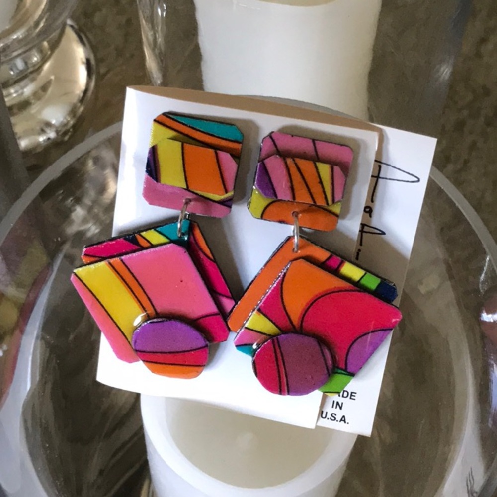 Hand made PUCCI fabric print Earrings